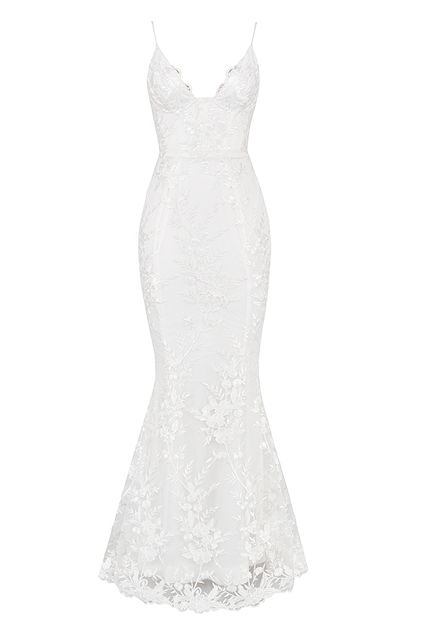 abito da sposa in pizzo bianco