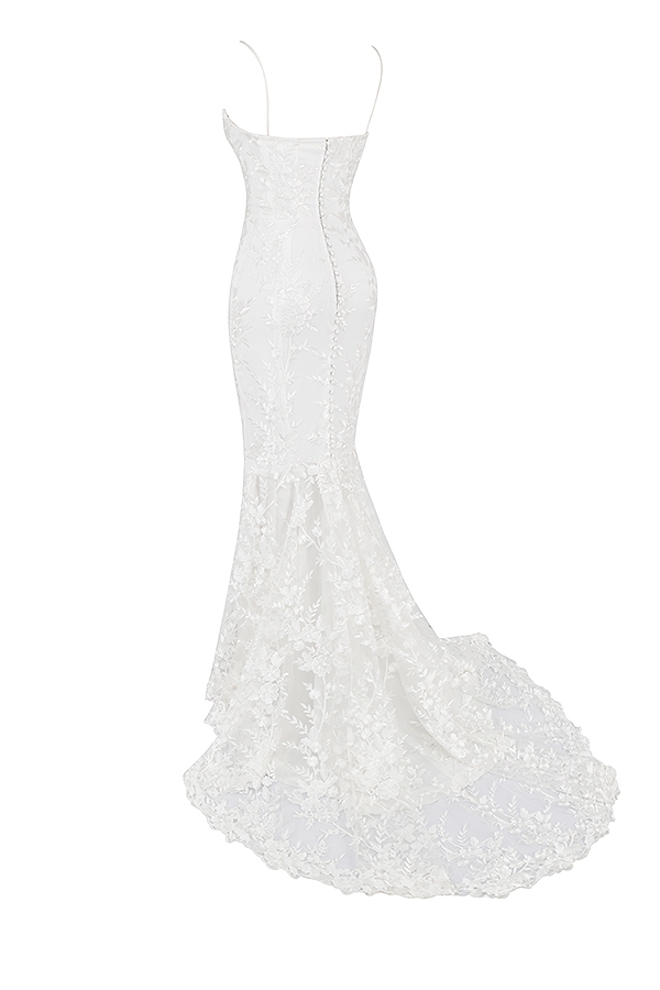 abito da sposa in pizzo bianco