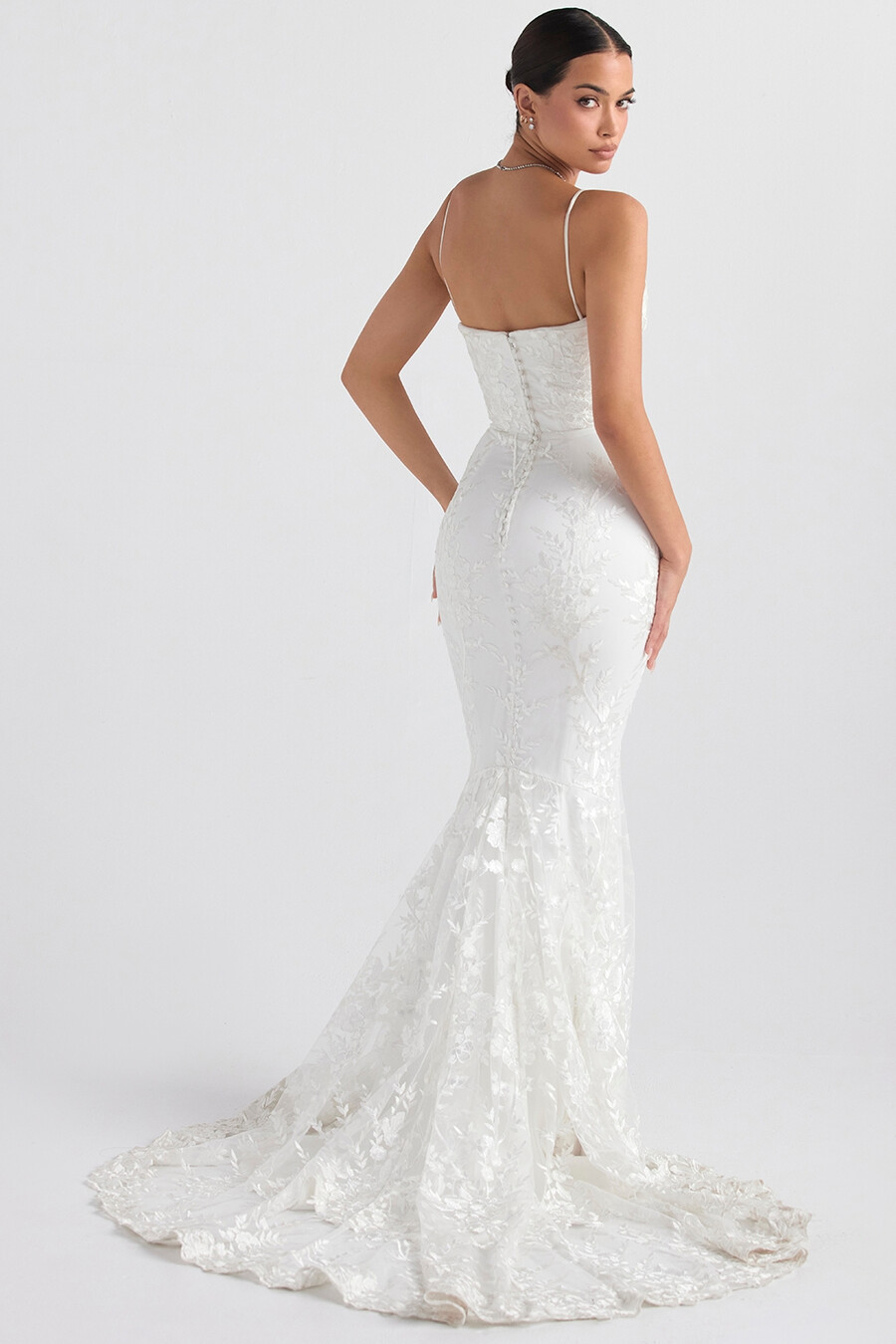 abito da sposa in pizzo bianco