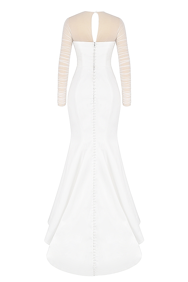 abito da sposa in raso bianco