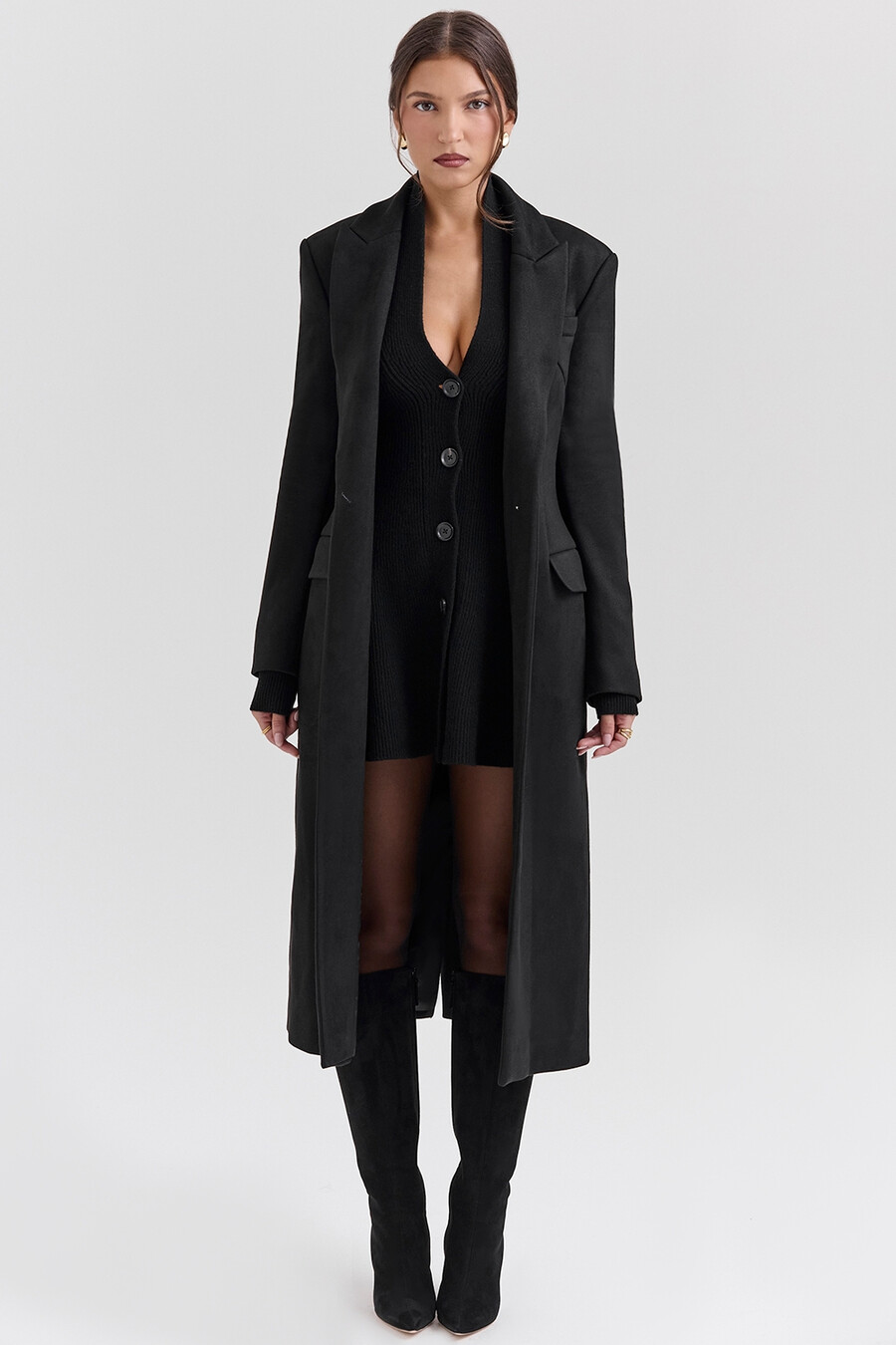 cappotto lungo monopetto nero