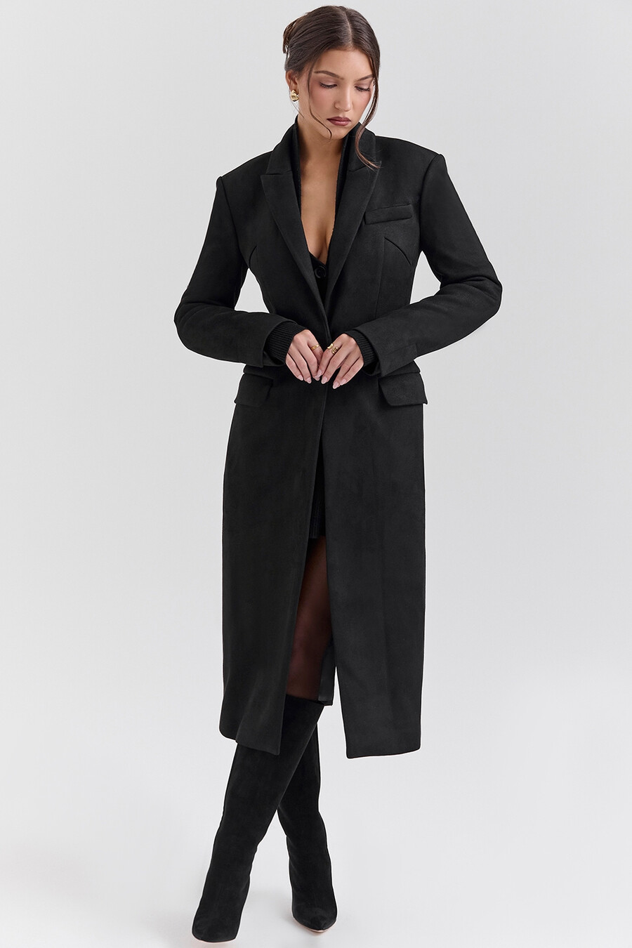 cappotto lungo monopetto nero
