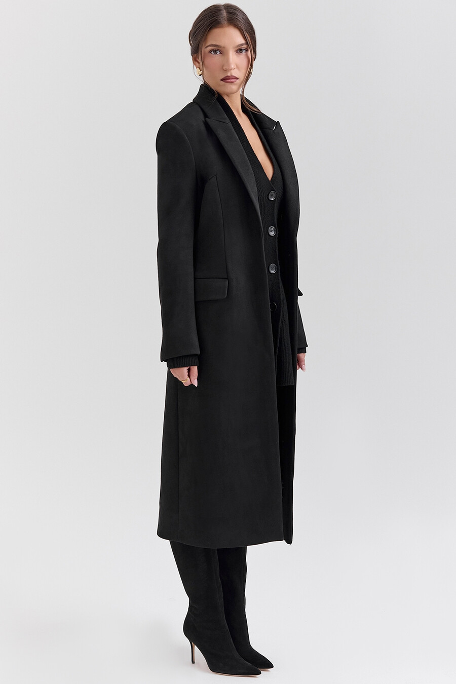 cappotto lungo monopetto nero