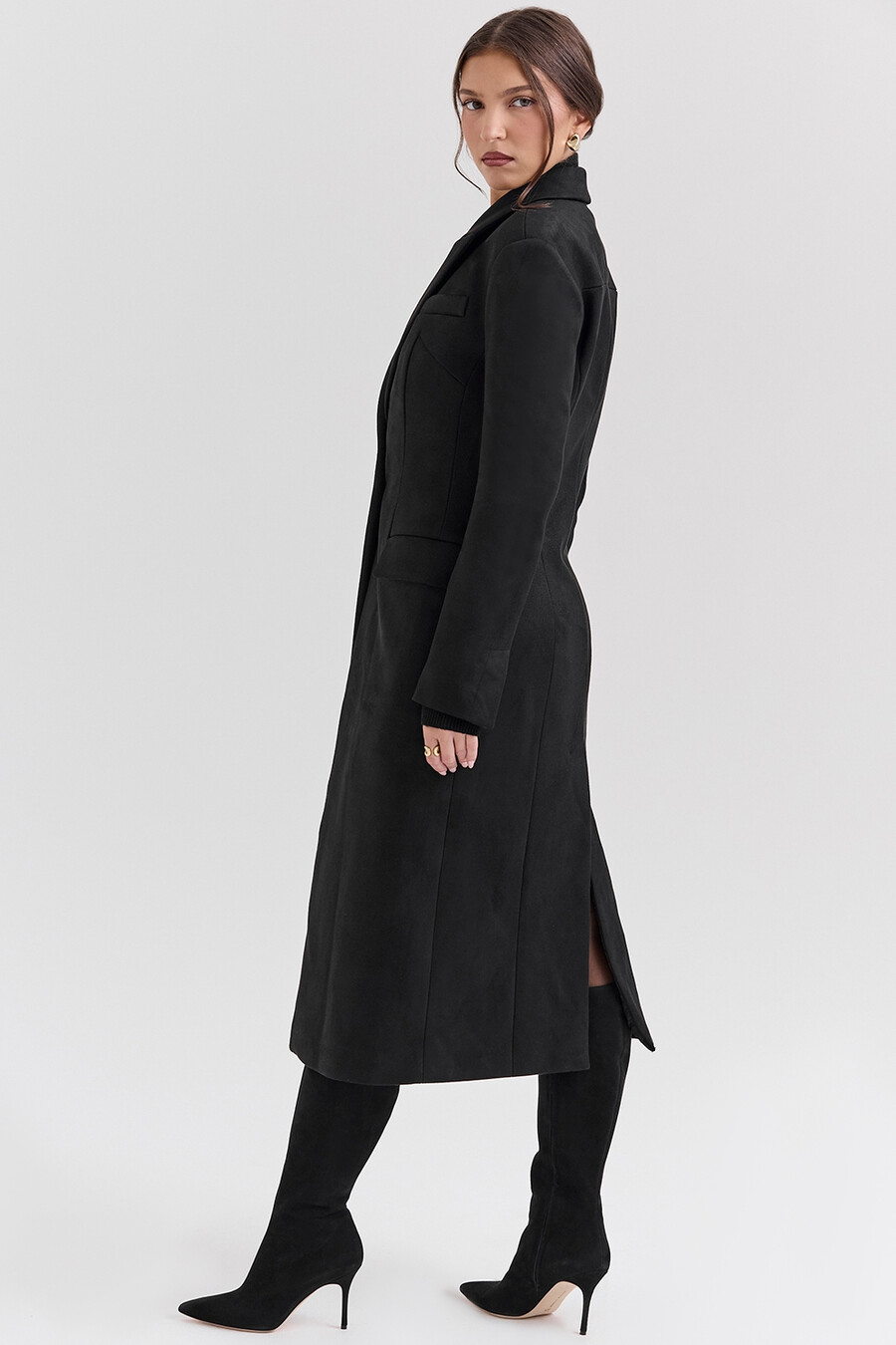 cappotto lungo monopetto nero