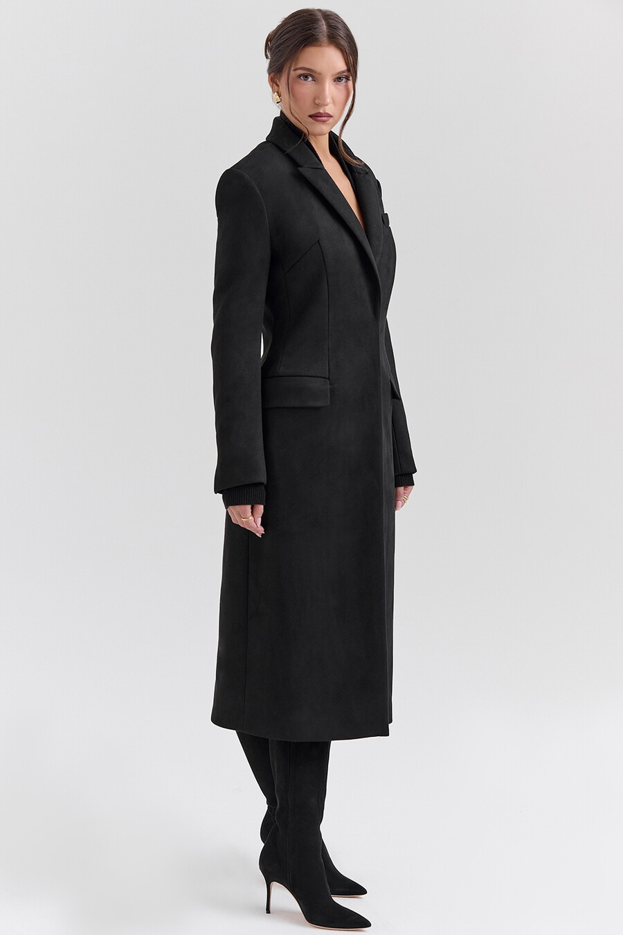 cappotto lungo monopetto nero