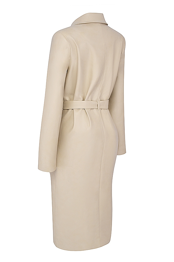 trench in pelle vegana beige