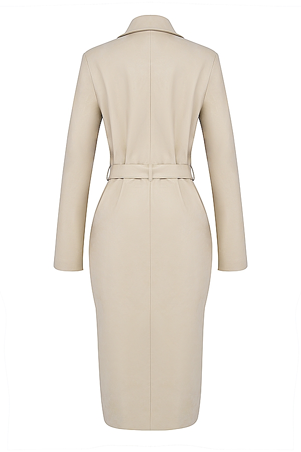 trench in pelle vegana beige