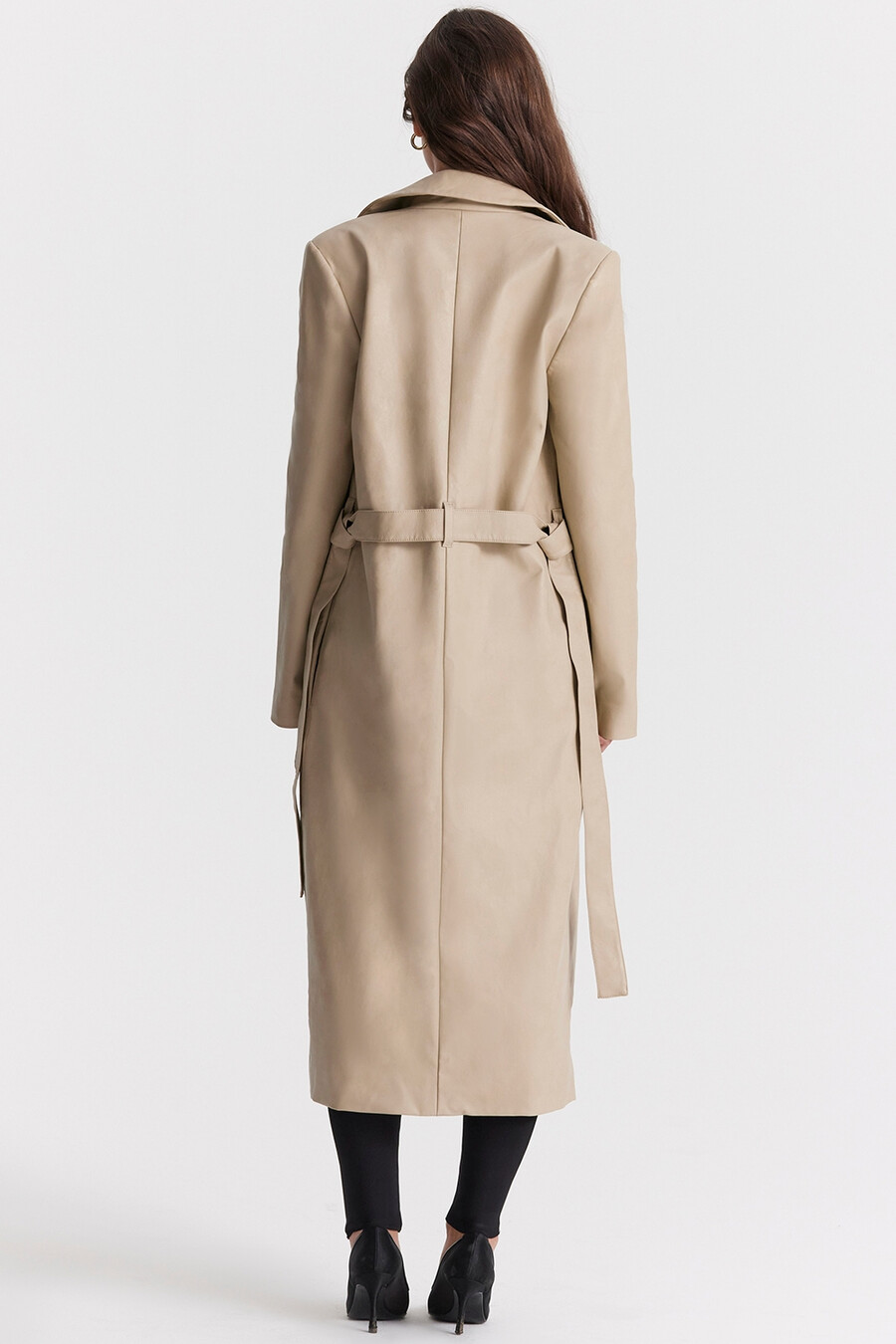 trench in pelle vegana beige