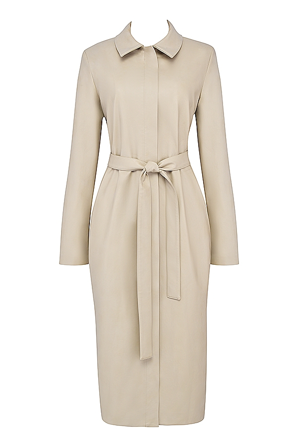 trench in pelle vegana beige