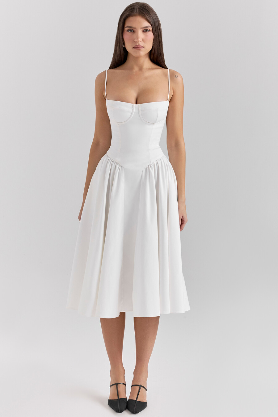 abito midi con corsetto bianco