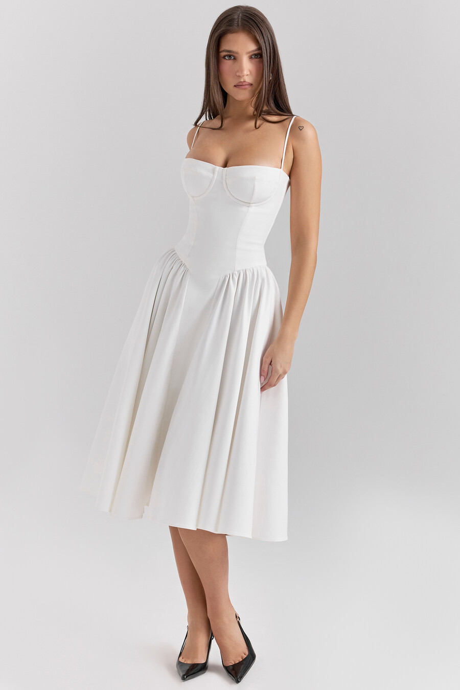 abito midi con corsetto bianco