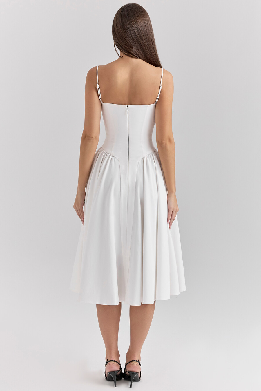 abito midi con corsetto bianco