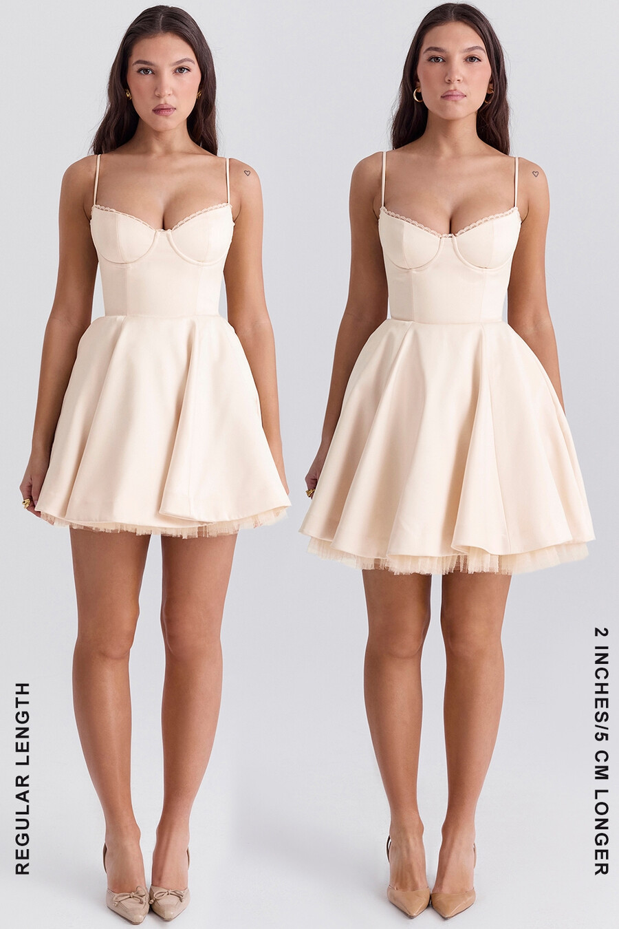mini abito in tulle color crema vintage