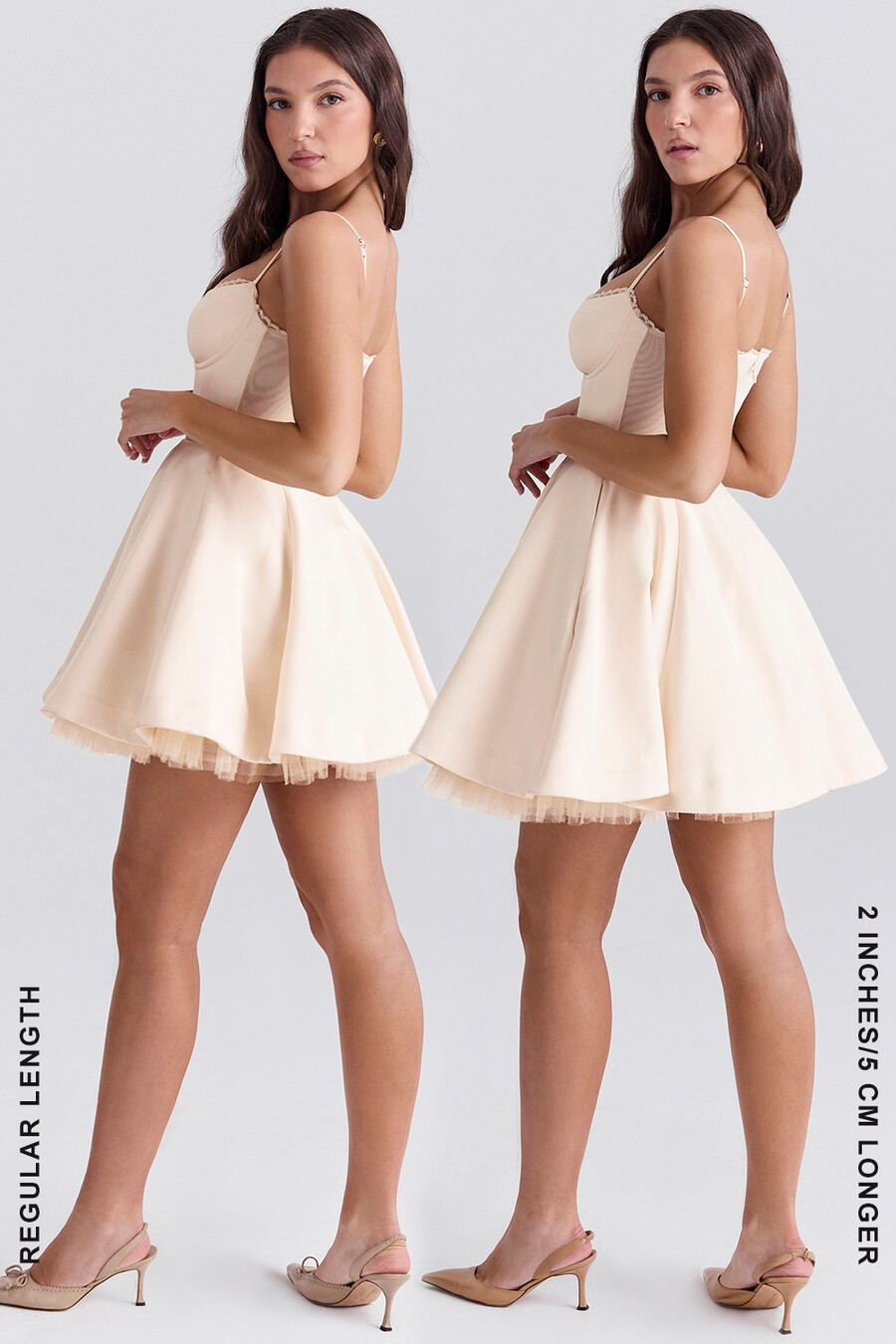 mini abito in tulle color crema vintage