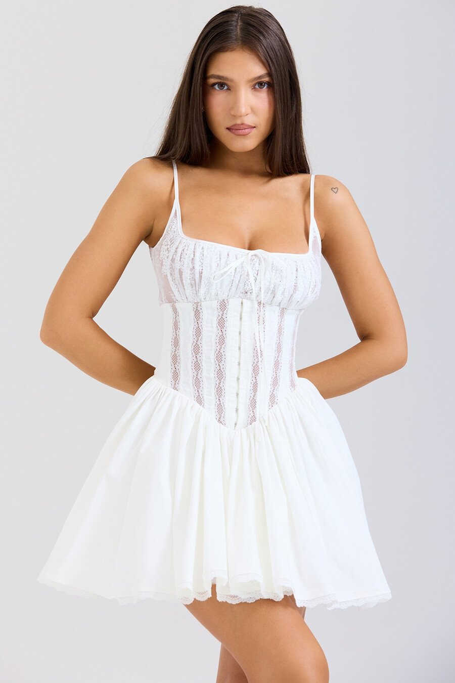 mini abito corsetto in cotone bianco