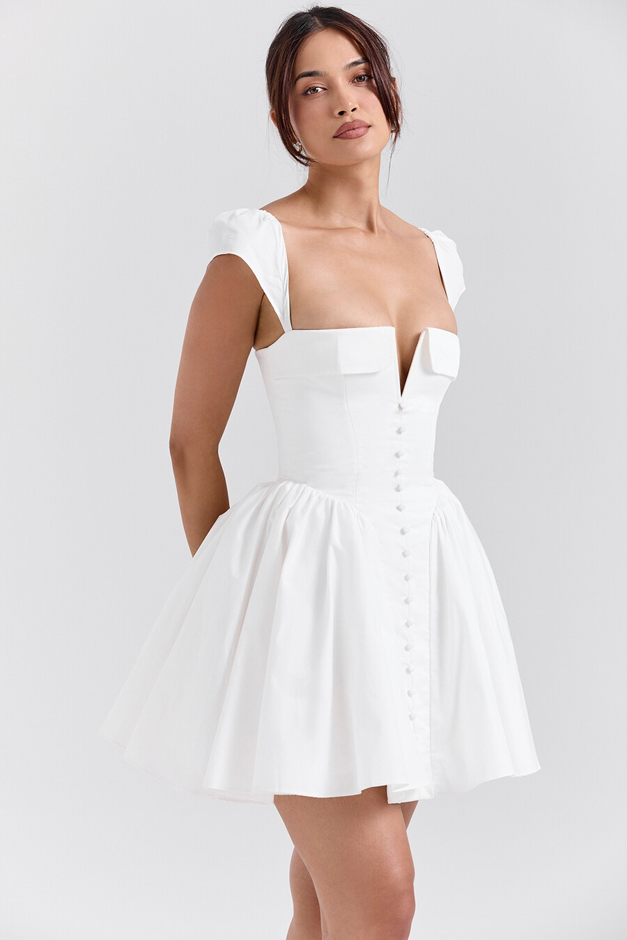 mini abito corsetto in cotone bianco