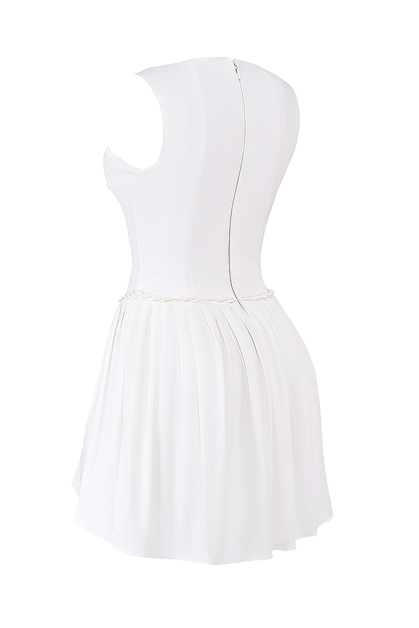 mini abito bianco plissettato