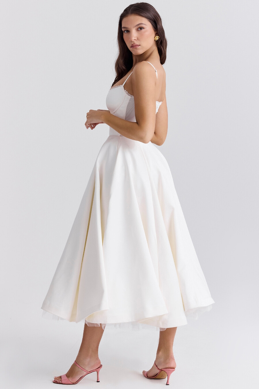 abito midi in tulle bianco