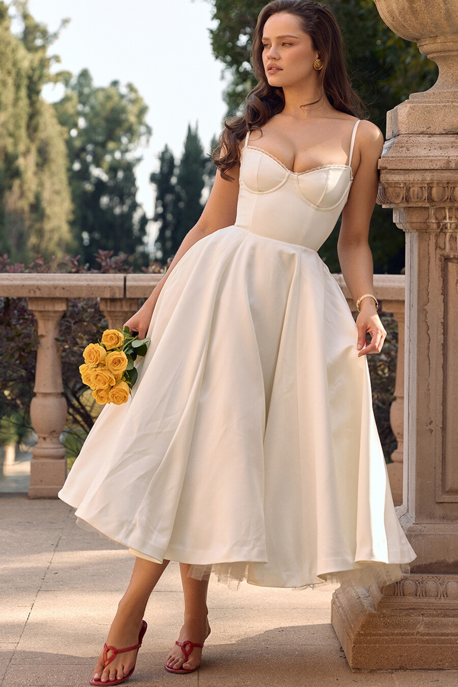 abito midi in tulle bianco