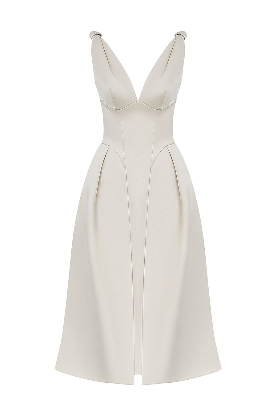 abito midi plissettato in raso color crema vintage