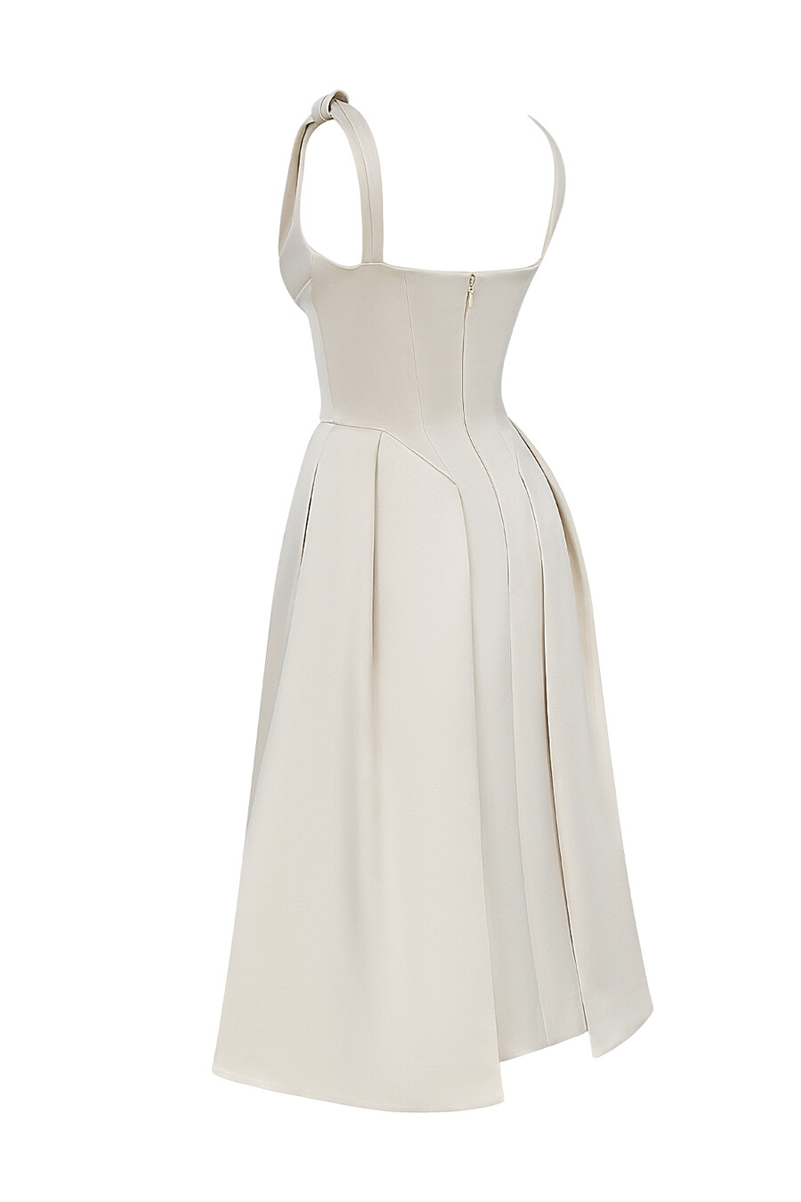 abito midi plissettato in raso color crema vintage