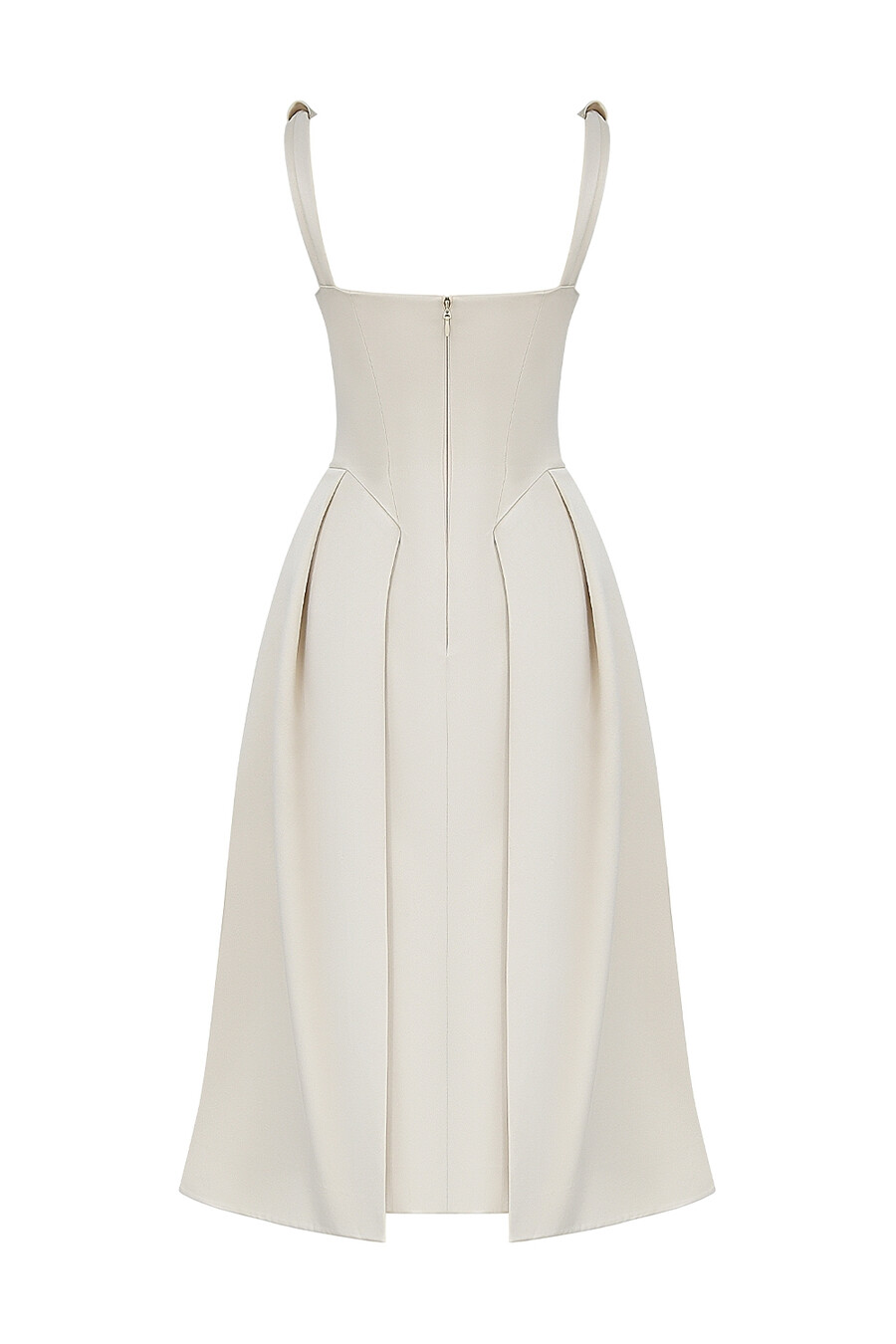 abito midi plissettato in raso color crema vintage