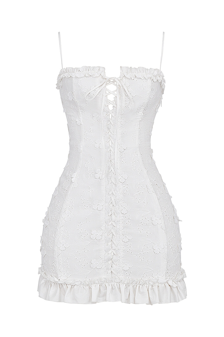 miniabito in pizzo inglese bianco in cotone