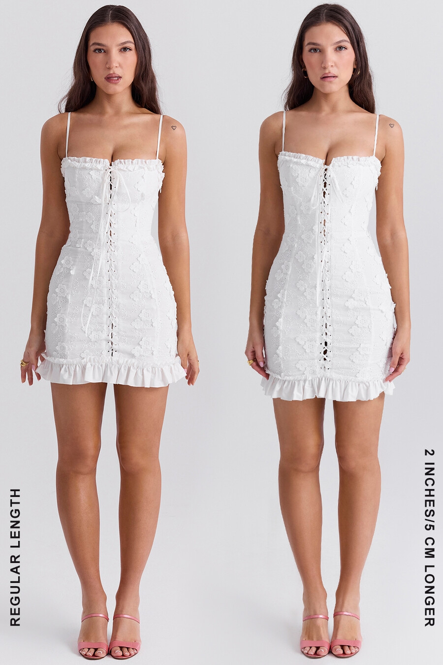 miniabito in pizzo inglese bianco in cotone