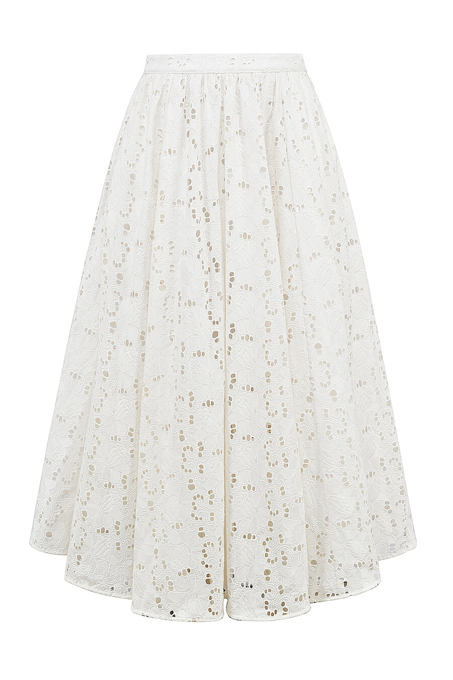 gonna midi in pizzo inglese bianco
