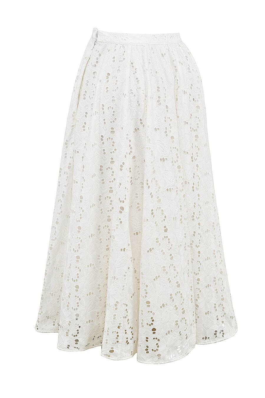 gonna midi in pizzo inglese bianco