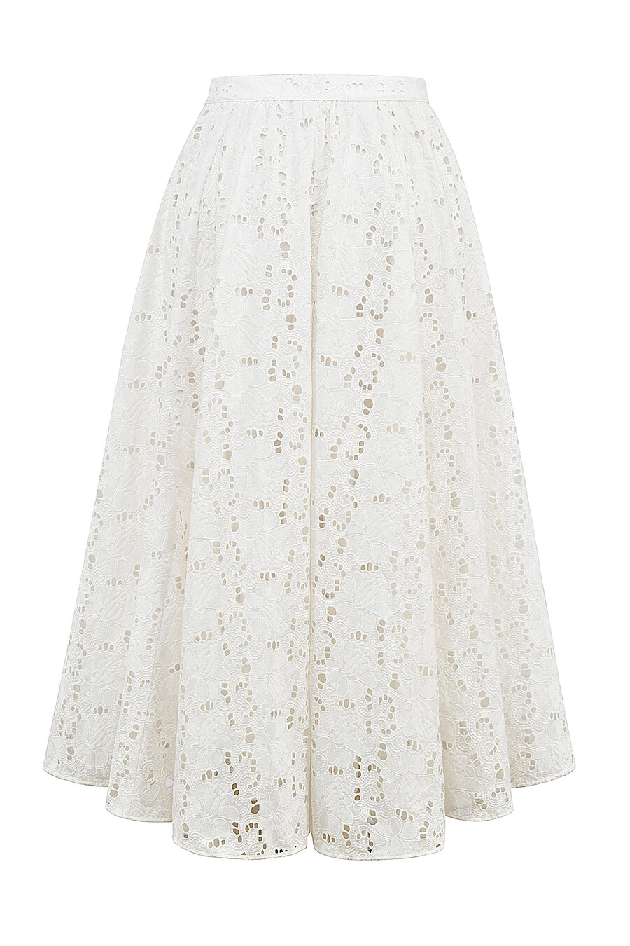 gonna midi in pizzo inglese bianco