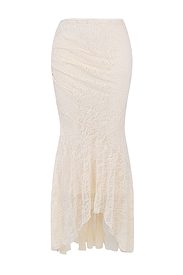 gonna lunga in pizzo crema vintage