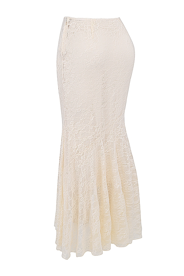 gonna lunga in pizzo crema vintage
