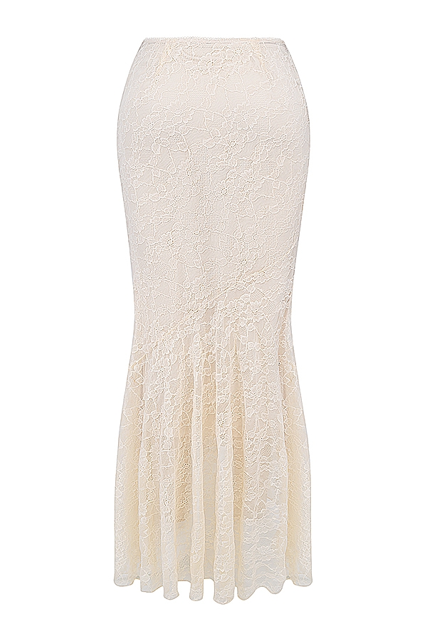 gonna lunga in pizzo crema vintage