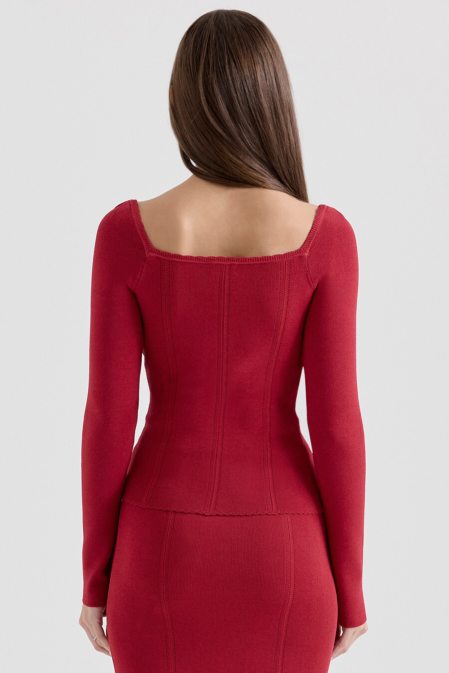 maglia rossa a maniche lunghe in maglia