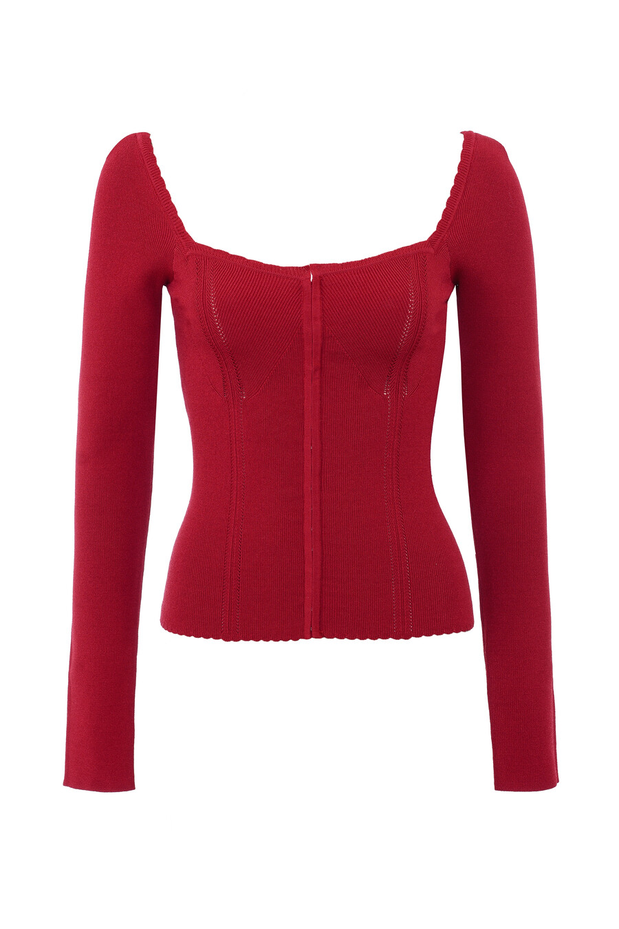 maglia rossa a maniche lunghe in maglia