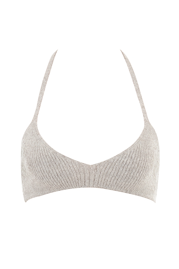 bralette in maglia a coste color avena