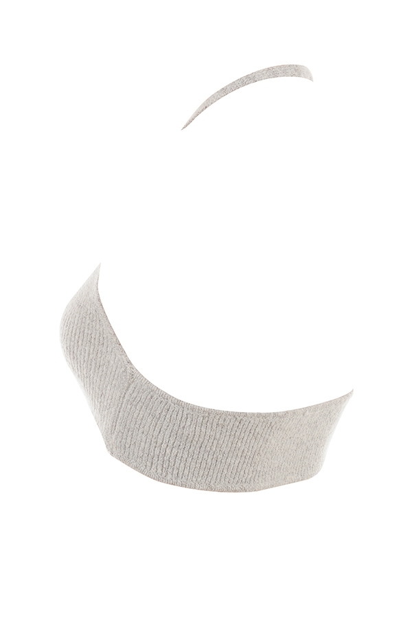bralette in maglia a coste color avena