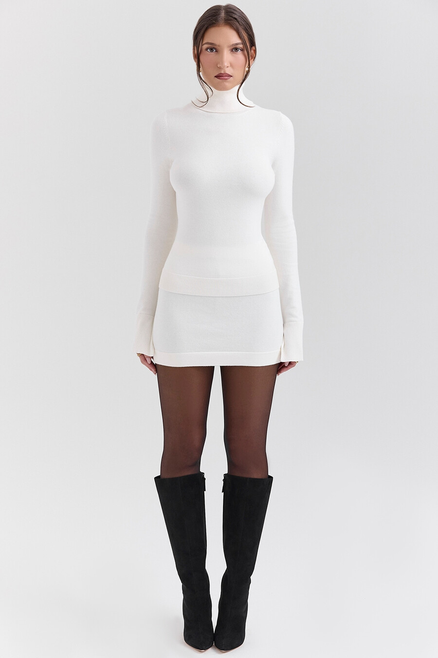 minigonna in cashmere avorio