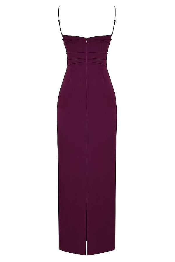 abito lungo con corsetto merlot