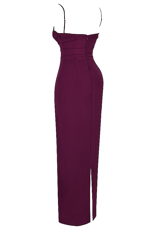 abito lungo con corsetto merlot