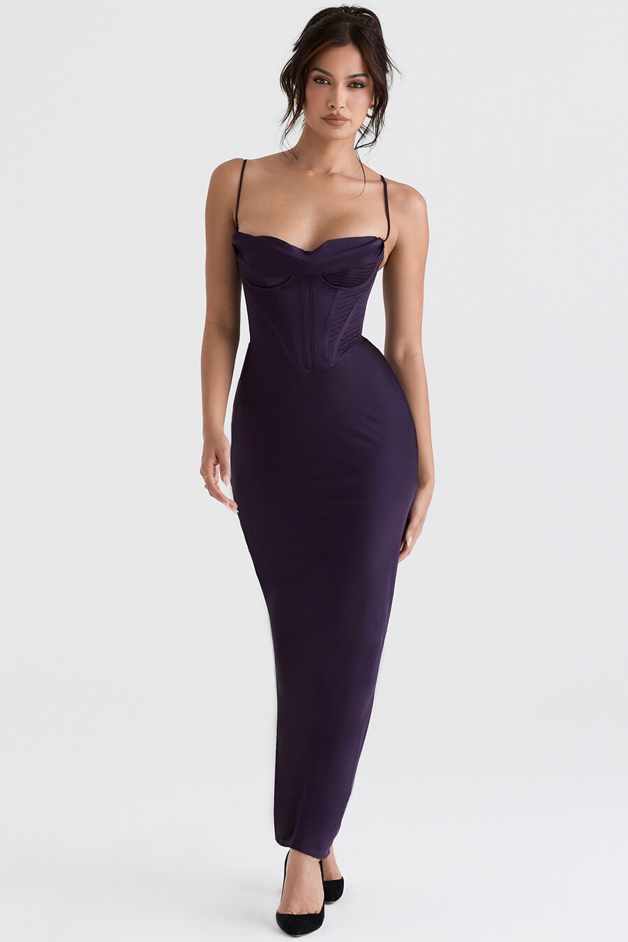 abito lungo con corsetto night shade