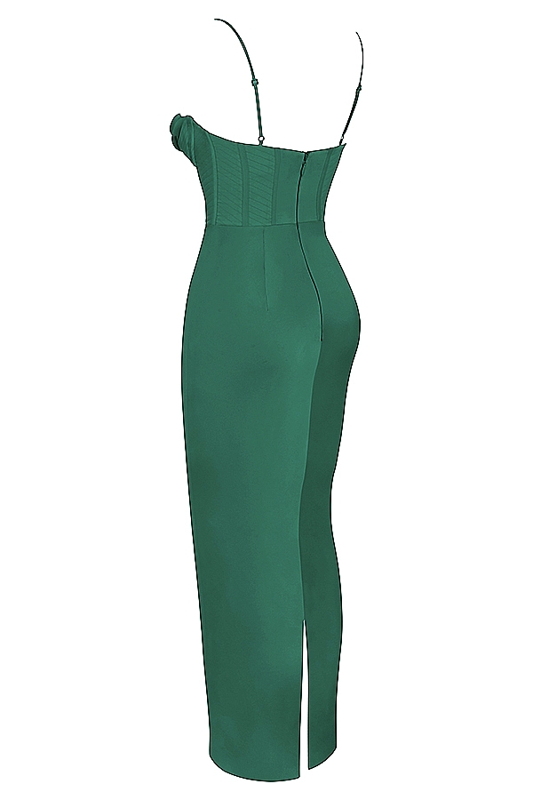 abito lungo con corsetto forest