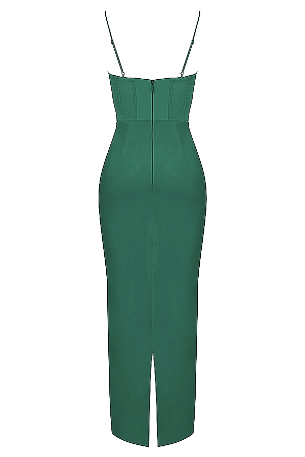 abito lungo con corsetto forest