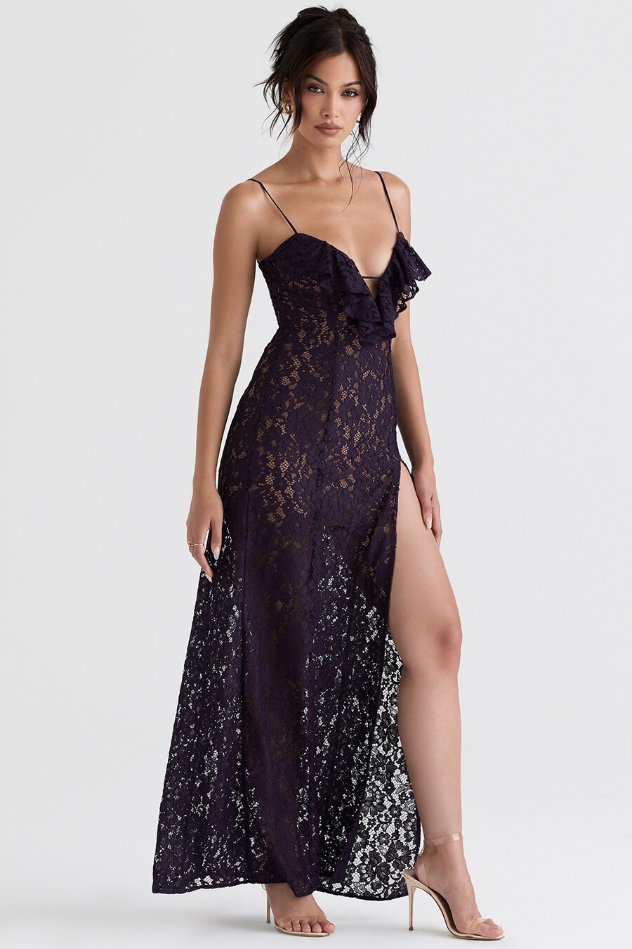 abito lungo in pizzo night shade