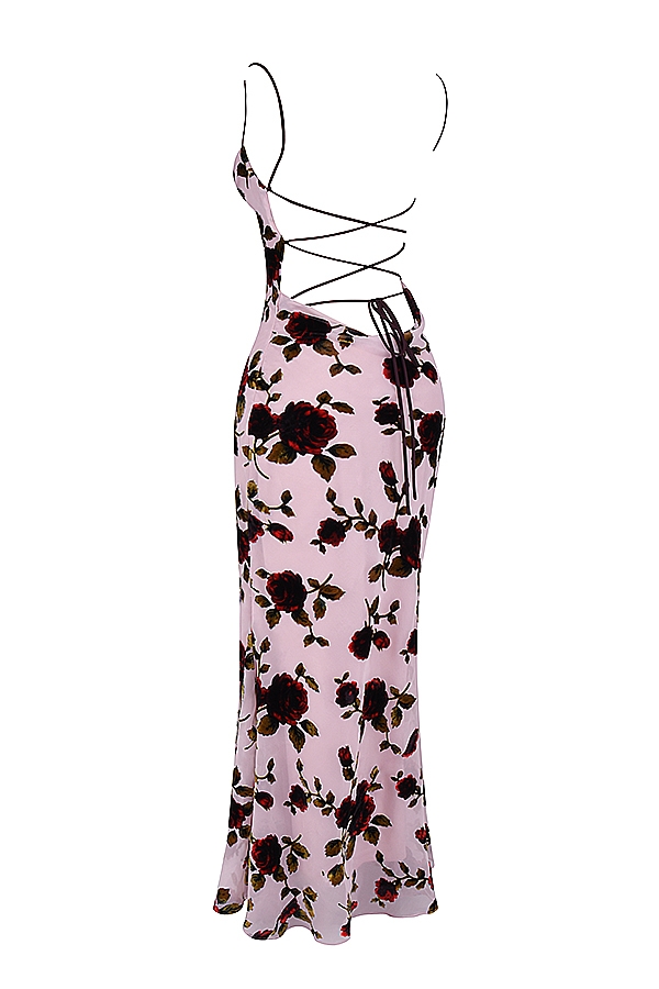 abito lungo rosa devoré