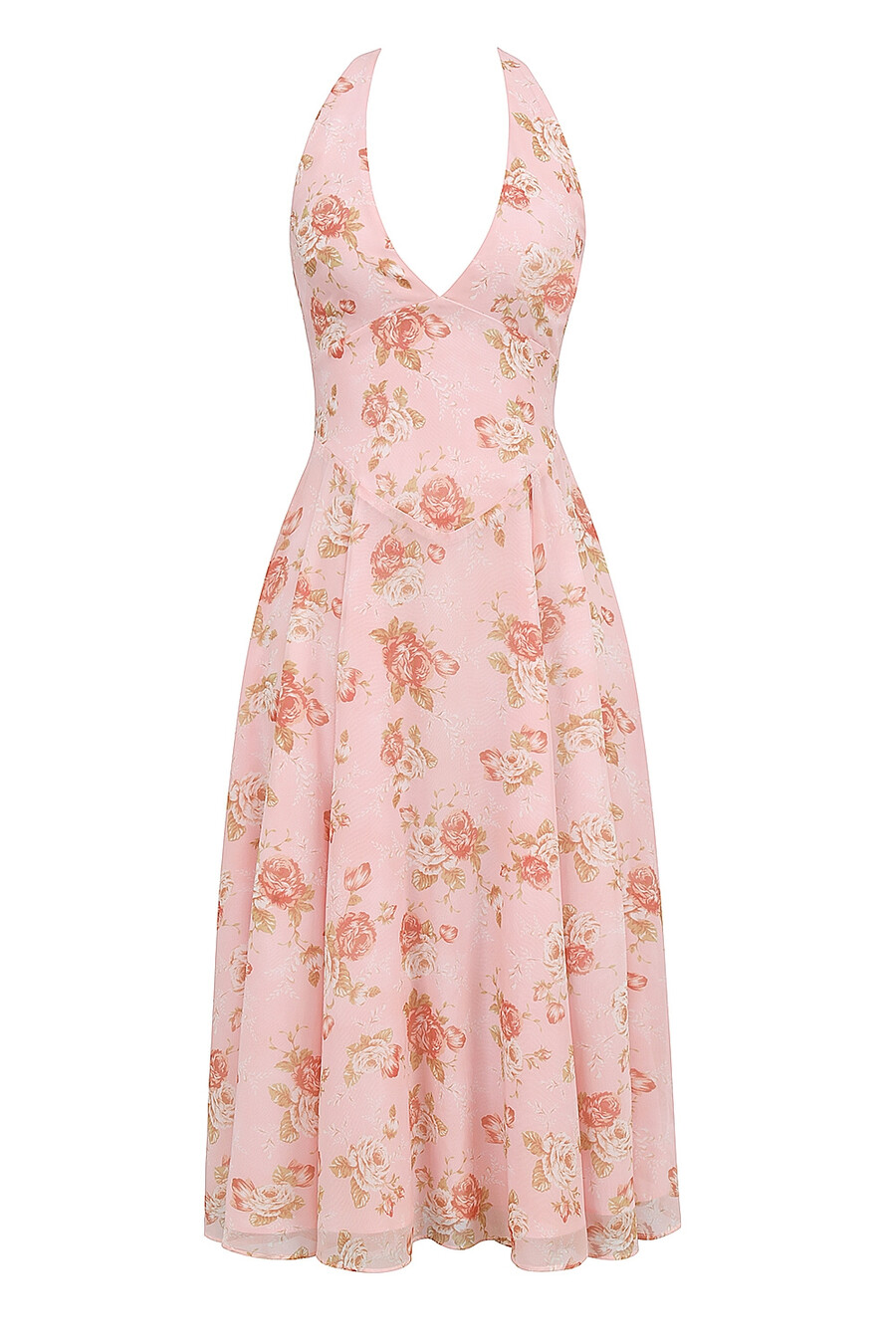 abito estivo in georgette con stampa di rose vintage inglese