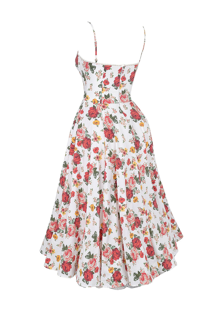 abito midi in tulle con stampa di rose italiane
