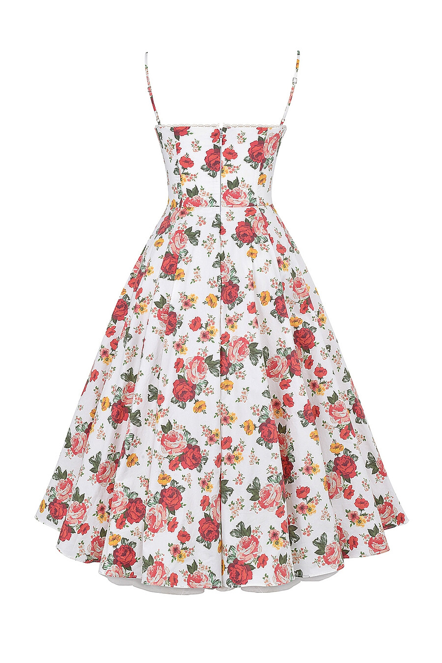 abito midi in tulle con stampa di rose italiane