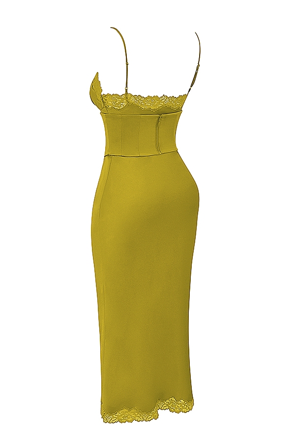 abito sottoveste in raso color chartreuse